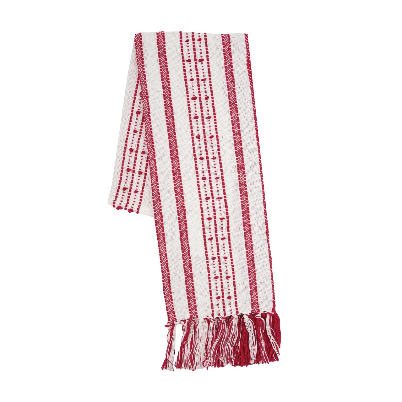 Oriana Ruby Tassel Christmas Embroidered Cotton Waffle Weave Dishtowel